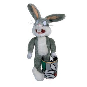 Vintage 90s Bugs Bunny Plush & Looney Tunes Face Ceramic Coffee Mug Set Toy Gift